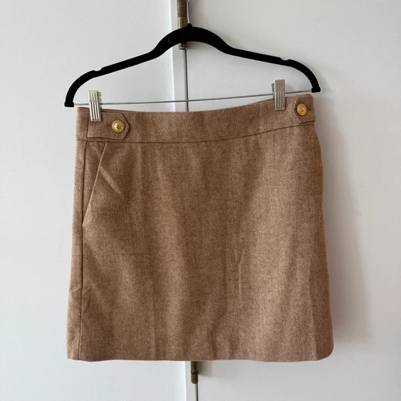 J. Crew Tan Wool Blend Skirt NWOT - Picture 1 of 6